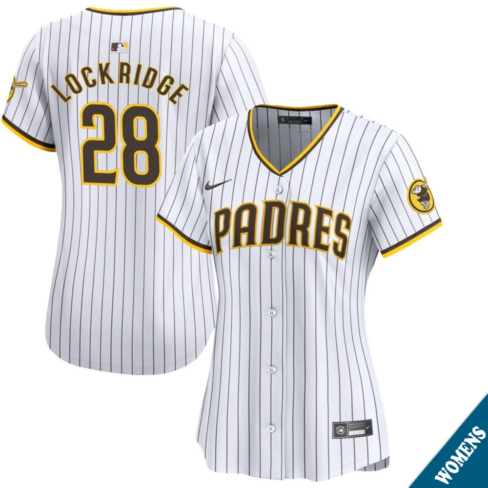 Women's San Diego Padres Brandon Lockridge #28 Home White Limited Jersey