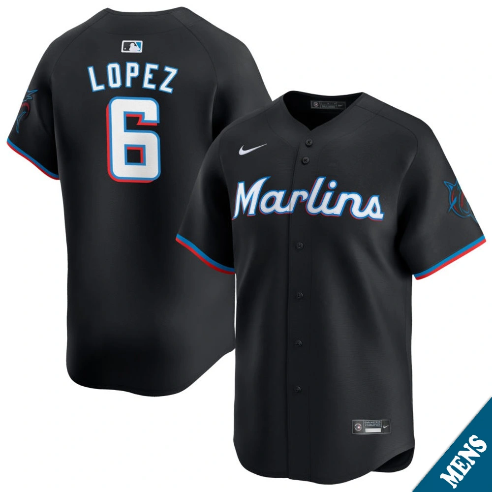 Men's Miami Marlins Otto Lopez #6 Black Alternate Limited Jersey