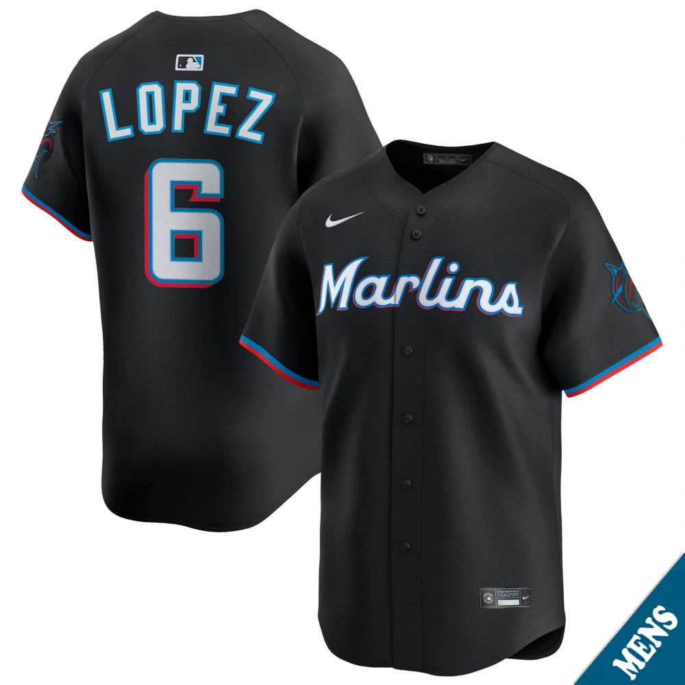 Men's Miami Marlins Otto Lopez #6 Black Alternate Limited Jersey