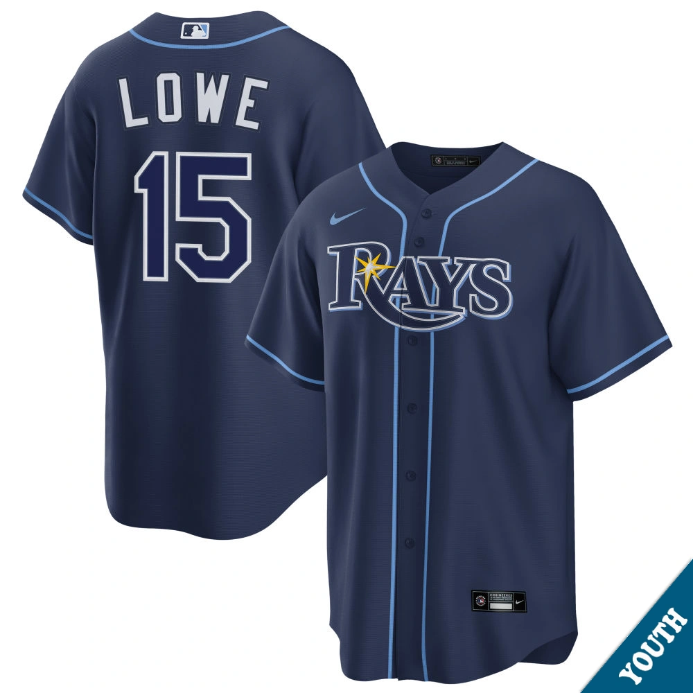 Youth Tampa Bay Rays Josh Lowe #15 Navy Road Replica Jersey