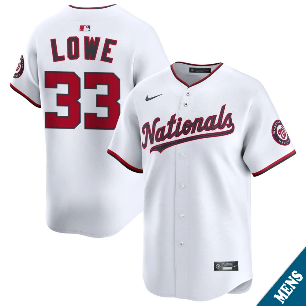 Men's Washington Nationals Nathaniel Lowe #33 Home White Limited Jersey
