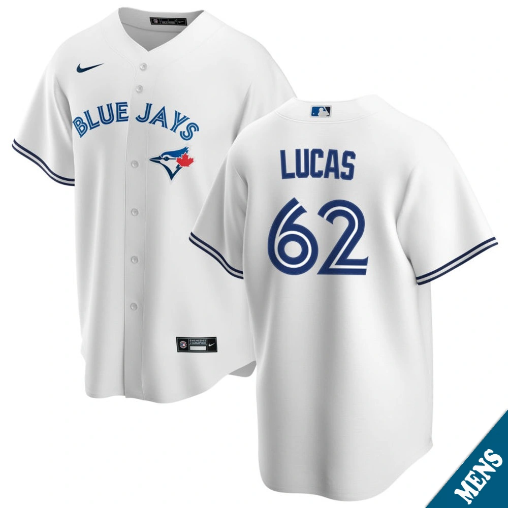 Men's Toronto Blue Jays Easton Lucas #62 Home White Replica Jersey