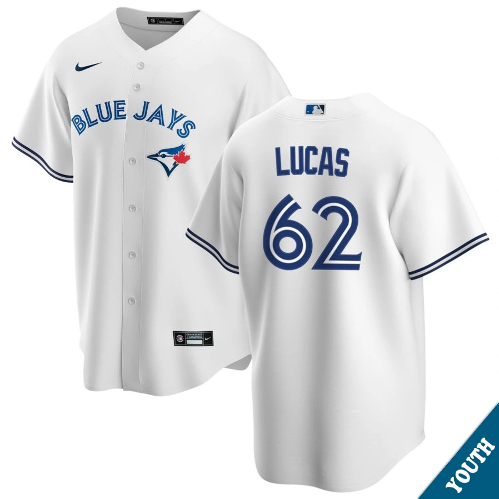 Youth Toronto Blue Jays Easton Lucas #62 Home White Replica Jersey