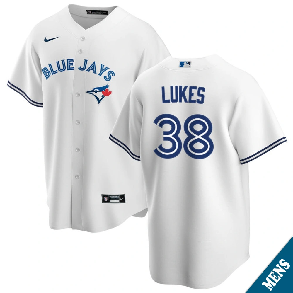 Men's Toronto Blue Jays Nathan Lukes #38 Home White Replica Jersey
