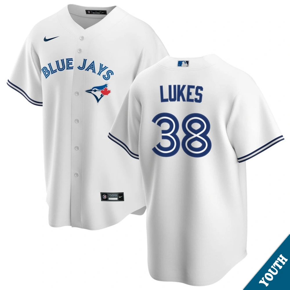 Youth Toronto Blue Jays Nathan Lukes #38 Home White Replica Jersey