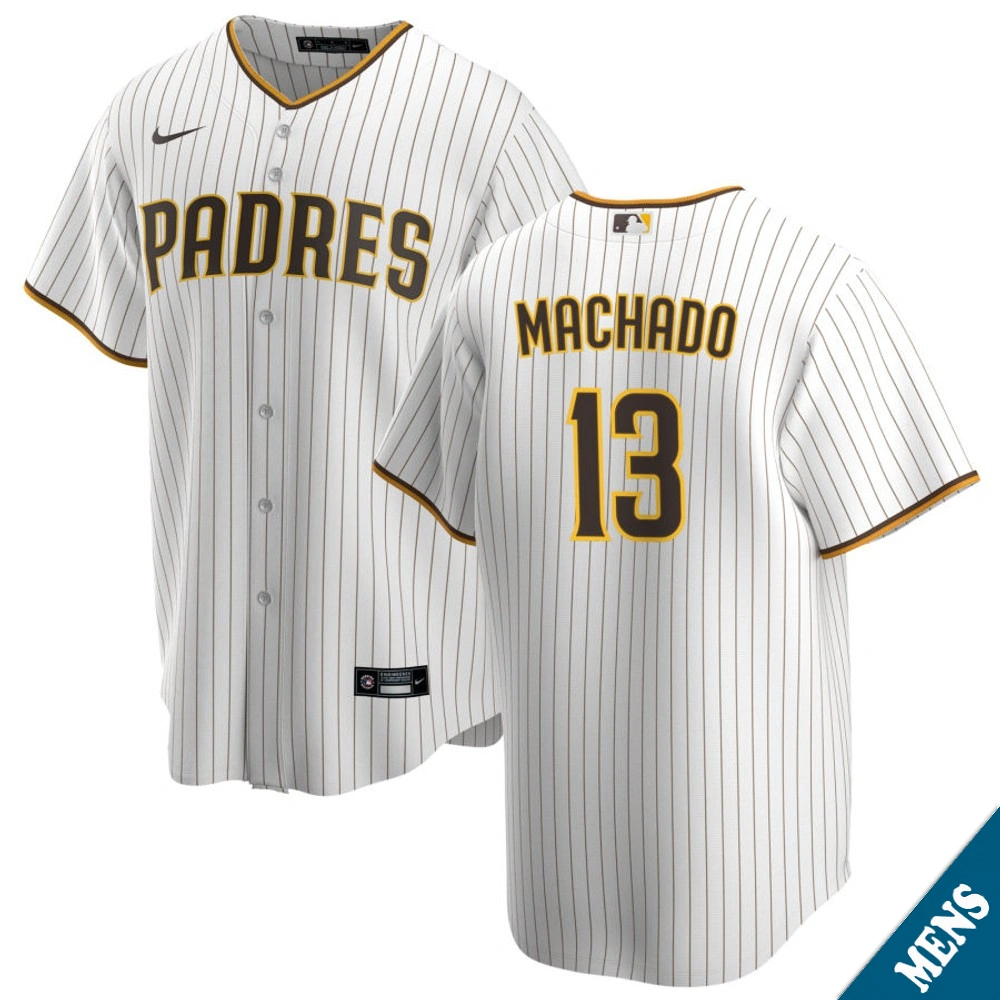 Men's San Diego Padres Manny Machado #13 Home White Replica Jersey
