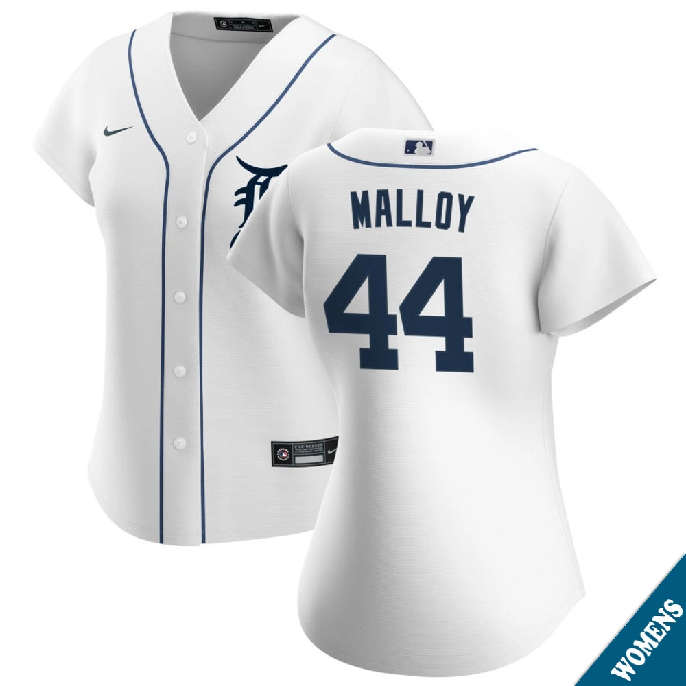 Women's Detroit Tigers Justyn Malloy #44 Home White Replica Jersey
