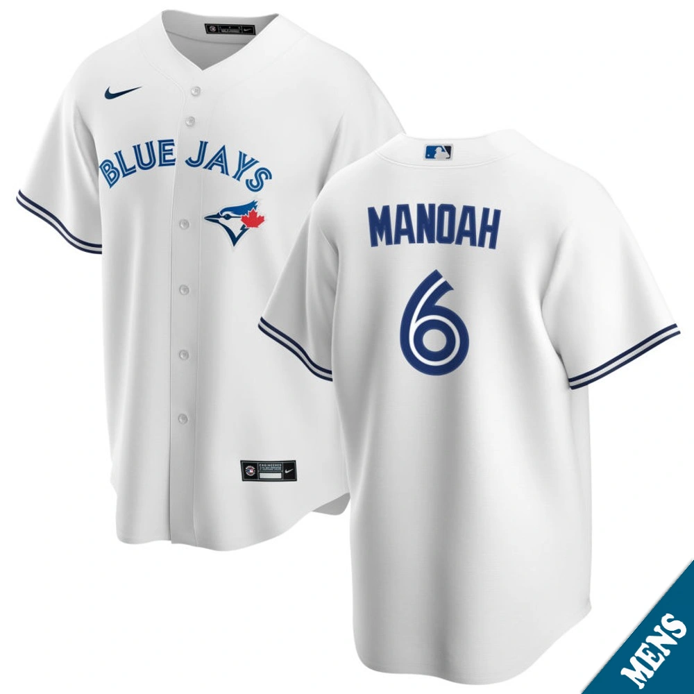 Men's Toronto Blue Jays Alek Manoah #6 Home White Replica Jersey