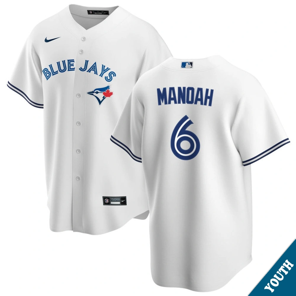 Youth Toronto Blue Jays Alek Manoah #6 Home White Replica Jersey