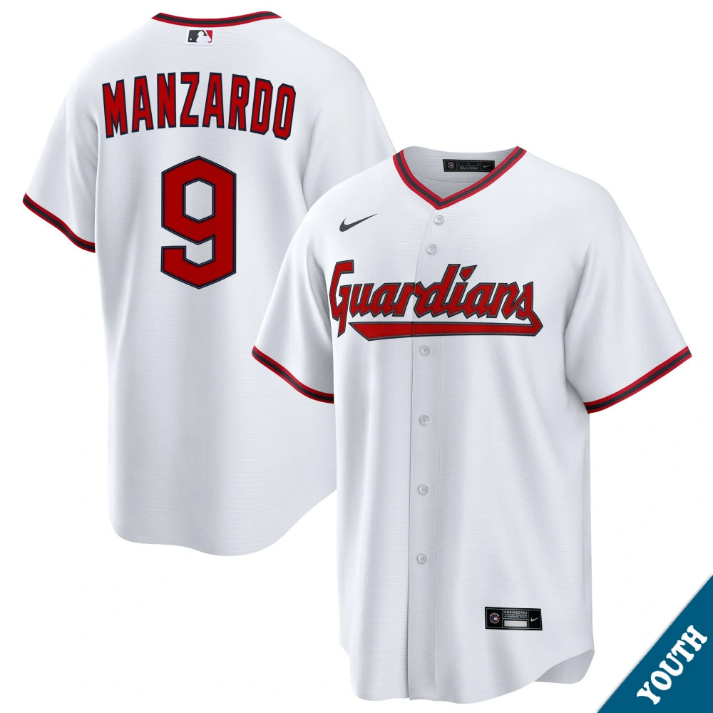 Youth Cleveland Guardians Kyle Manzardo #9 Home White Replica Jersey