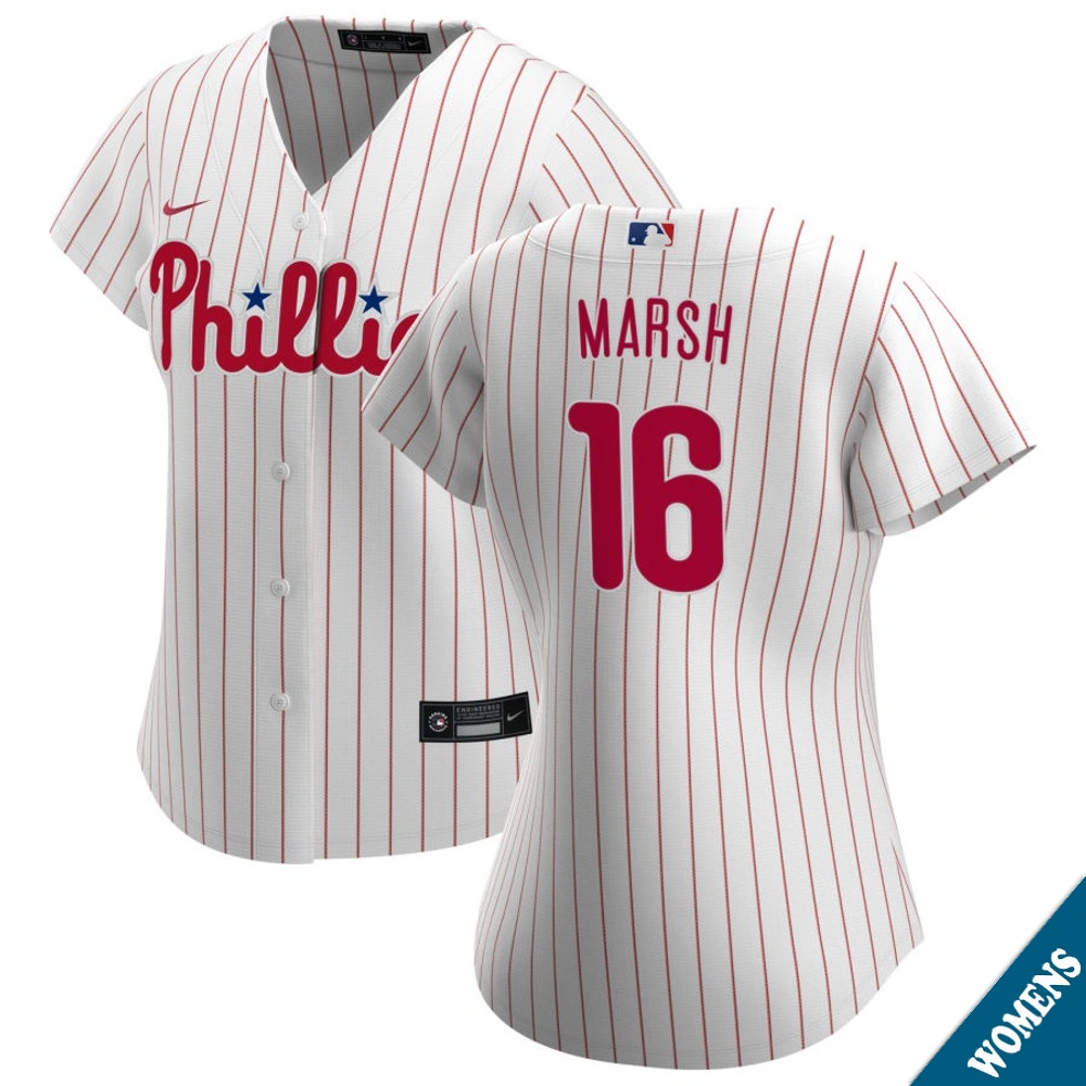 Women's Philadelphia Phillies Brandon Marsh #16 Home White Replica Jersey