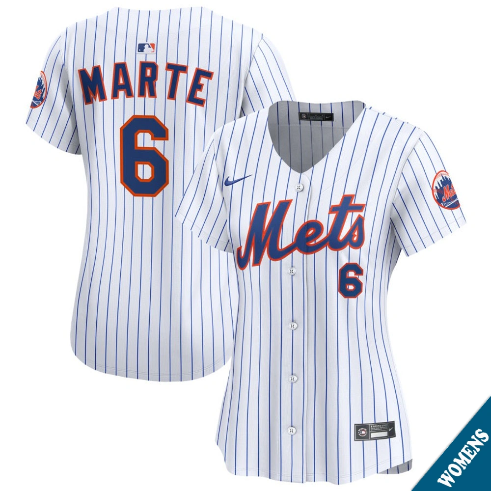 Women's New York Mets Starling Marte #6 Home White Limited Jersey