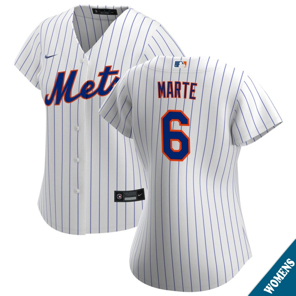 Women's New York Mets Starling Marte #6 Home White Replica Jersey