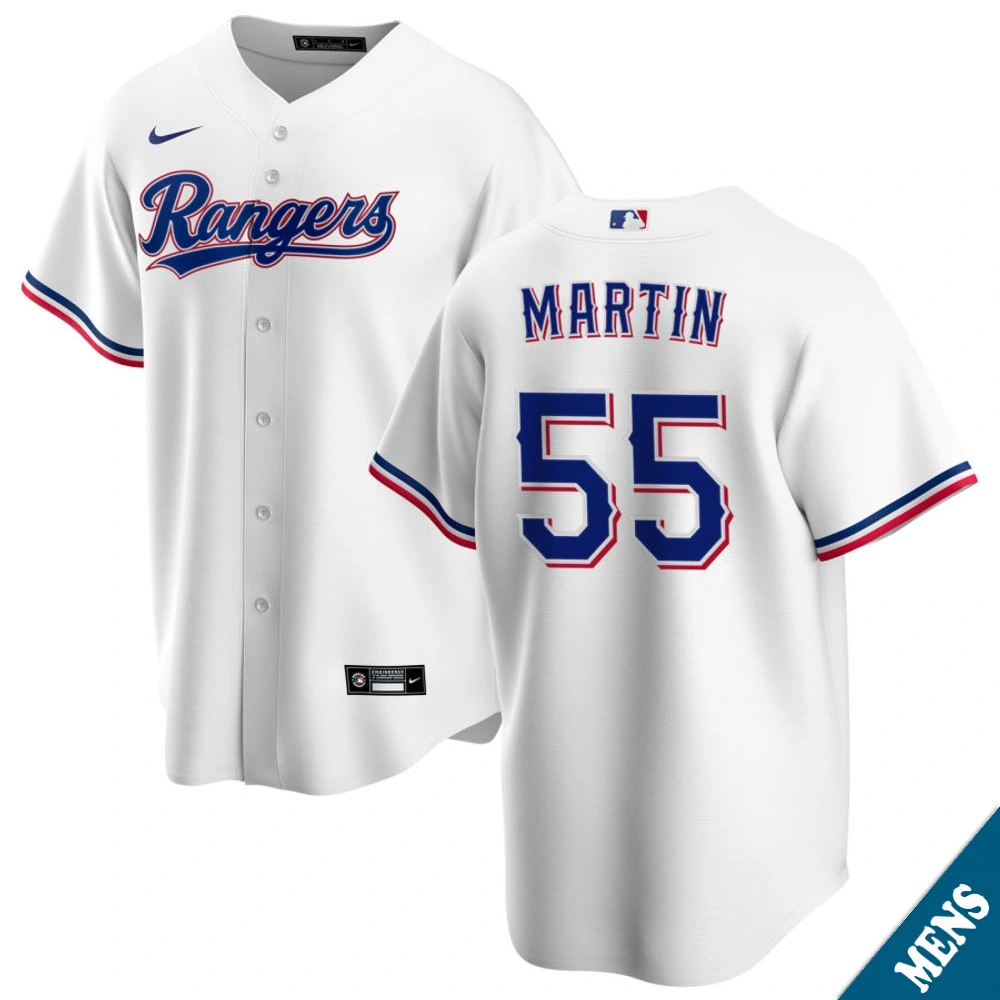 Men's Texas Rangers Chris Martin #55 Home White Replica Jersey