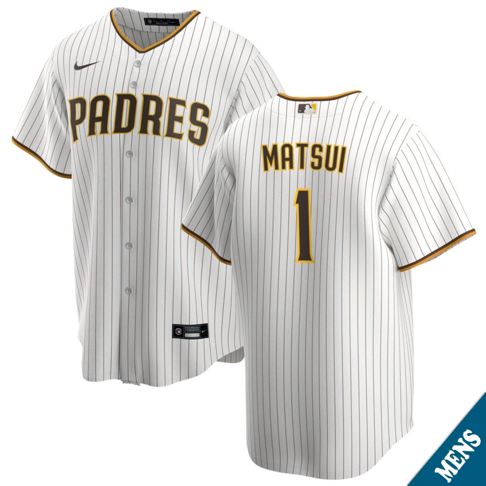 Men's San Diego Padres Yuki Matsui #1 Home White Replica Jersey