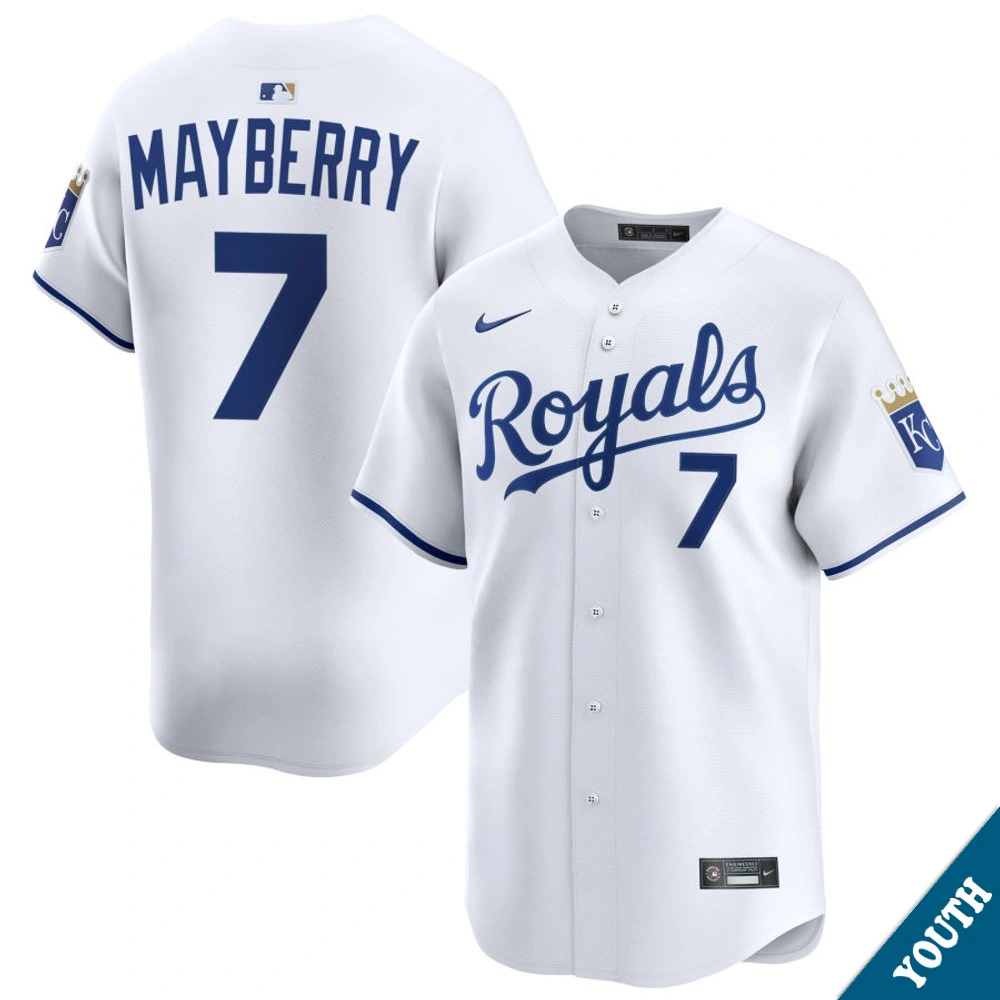 Youth Kansas City Royals John Mayberry Sr. #7 Home White Limited Former Player‌ Jersey