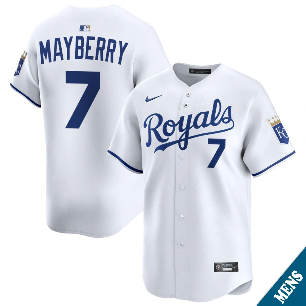 Men's Kansas City Royals John Mayberry Sr. #7 Home White Limited Former Player‌ Jersey