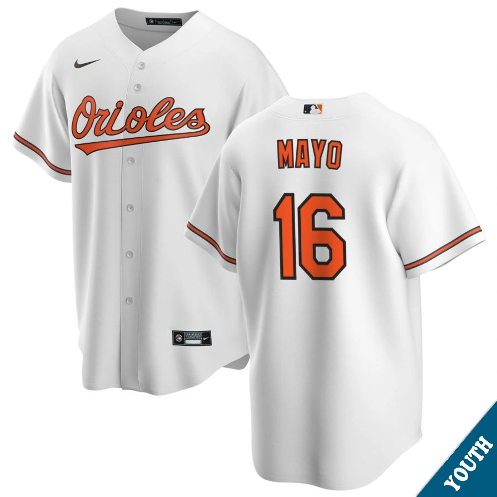 Youth Baltimore Orioles Coby Mayo #16 Home White Replica Jersey Youth Baltimore Orioles Coby Mayo #16 Home White Replica Jersey