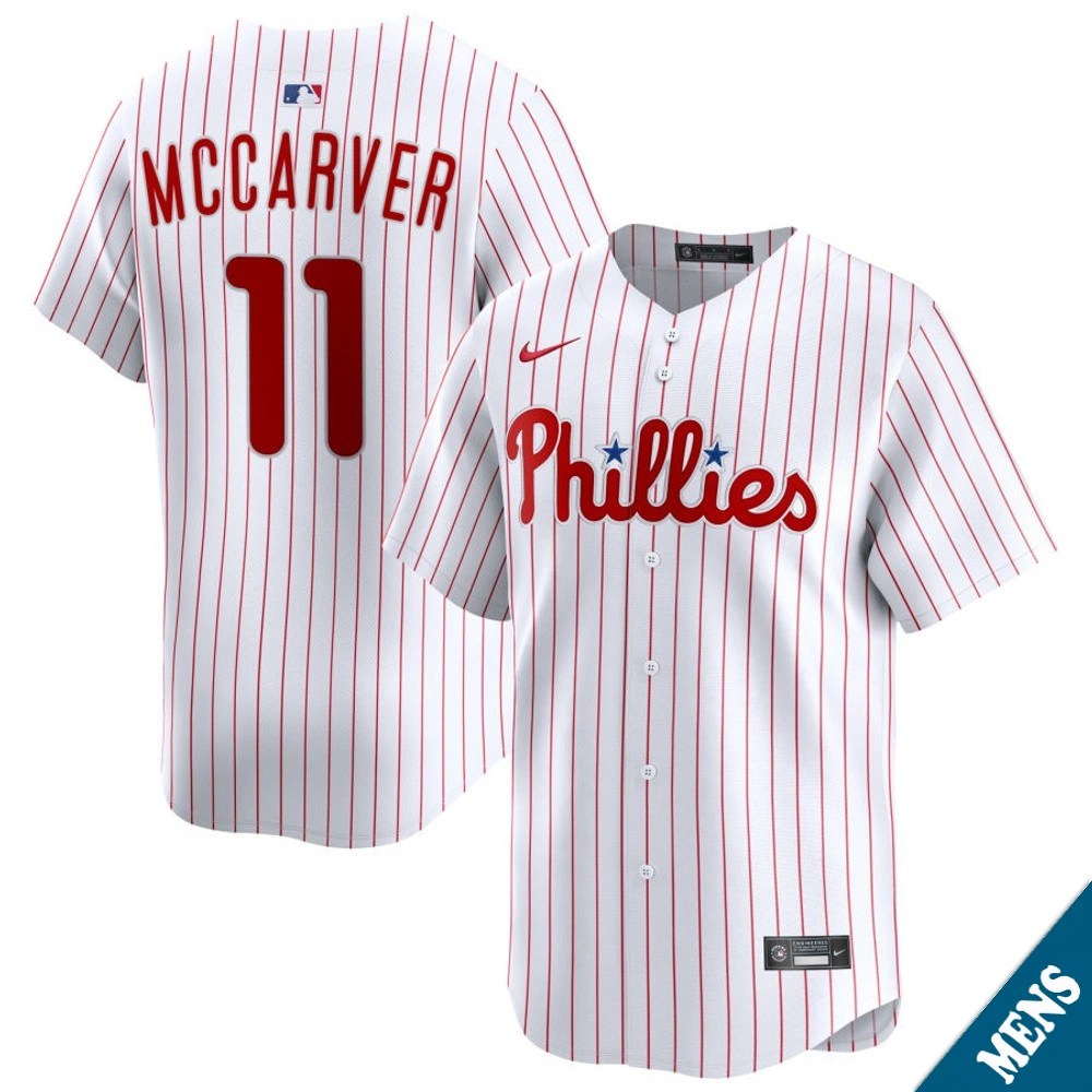 Men's Philadelphia Phillies Tim McCarver #11 Home White Limited Former Player‌ Jersey
