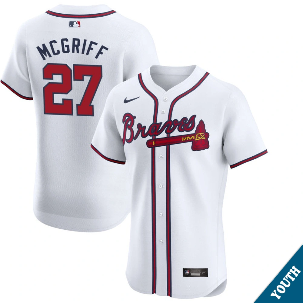 Youth Atlanta Braves Fred McGriff #27 Home White Elite Former Player‌ Jersey