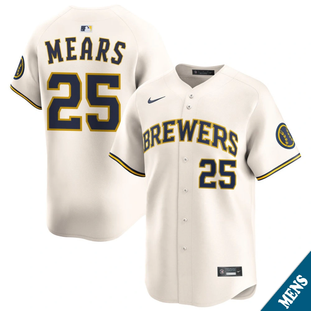 Men's Milwaukee Brewers Nick Mears #25 Home Cream Limited Jersey