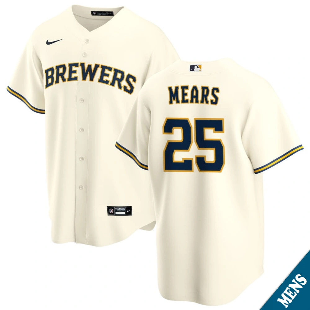 Men's Milwaukee Brewers Nick Mears #25 Home Cream Replica Jersey