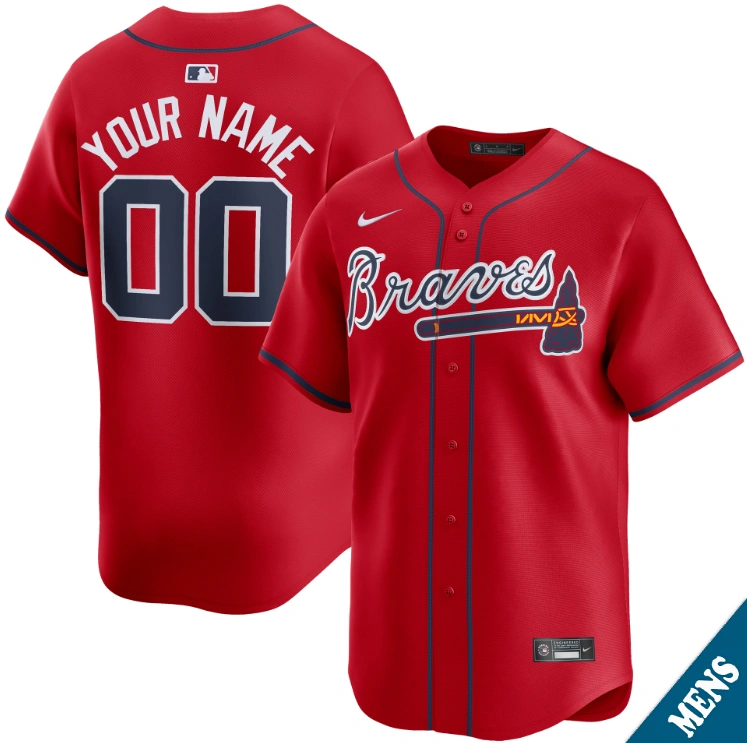 Men's Atlanta Braves Custom Red Alternate Limited Jersey