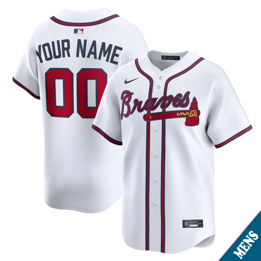 Men's Atlanta Braves Custom Home White Elite Jersey