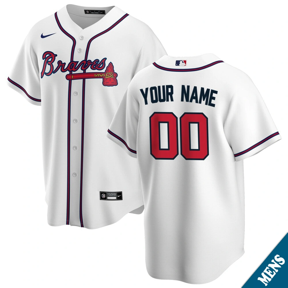 Men's Atlanta Braves Custom Home White Replica Jersey