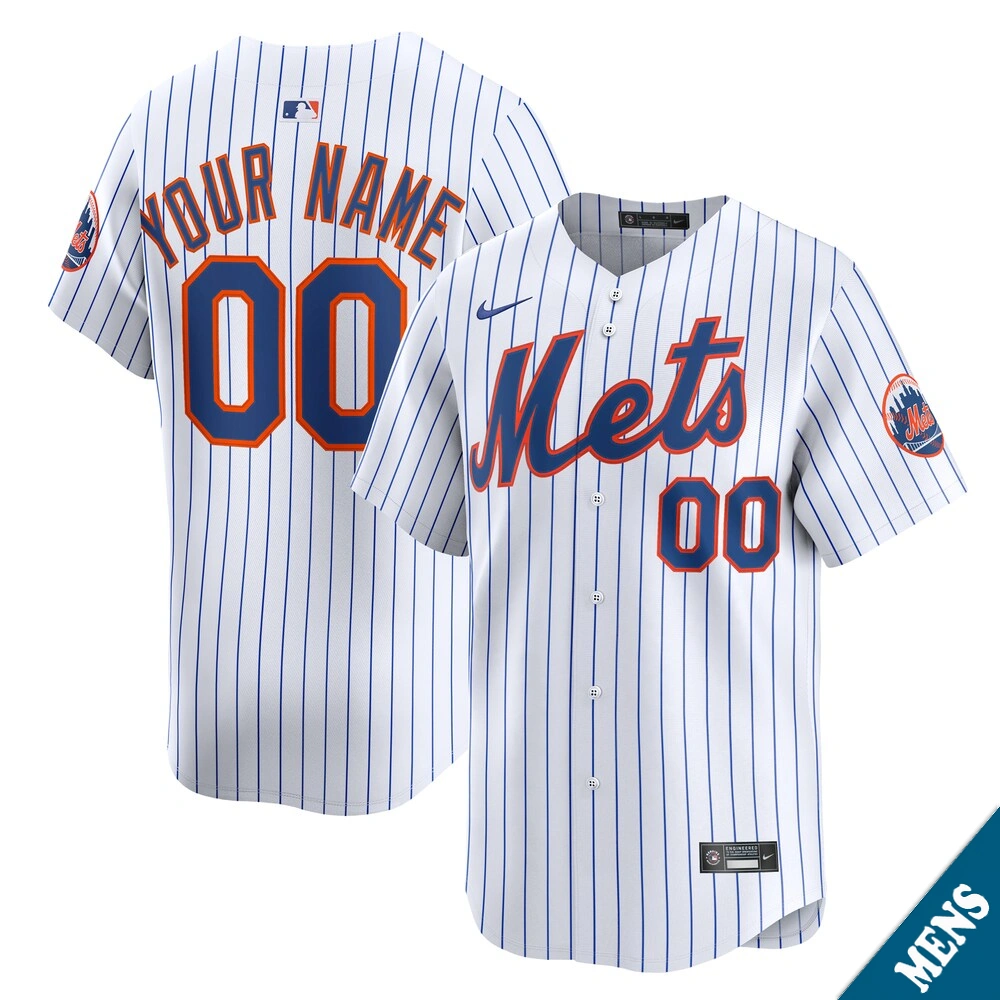 Men's New York Mets Custom Home White Limited Jersey Men's New York Mets Custom Home White Limited Jersey