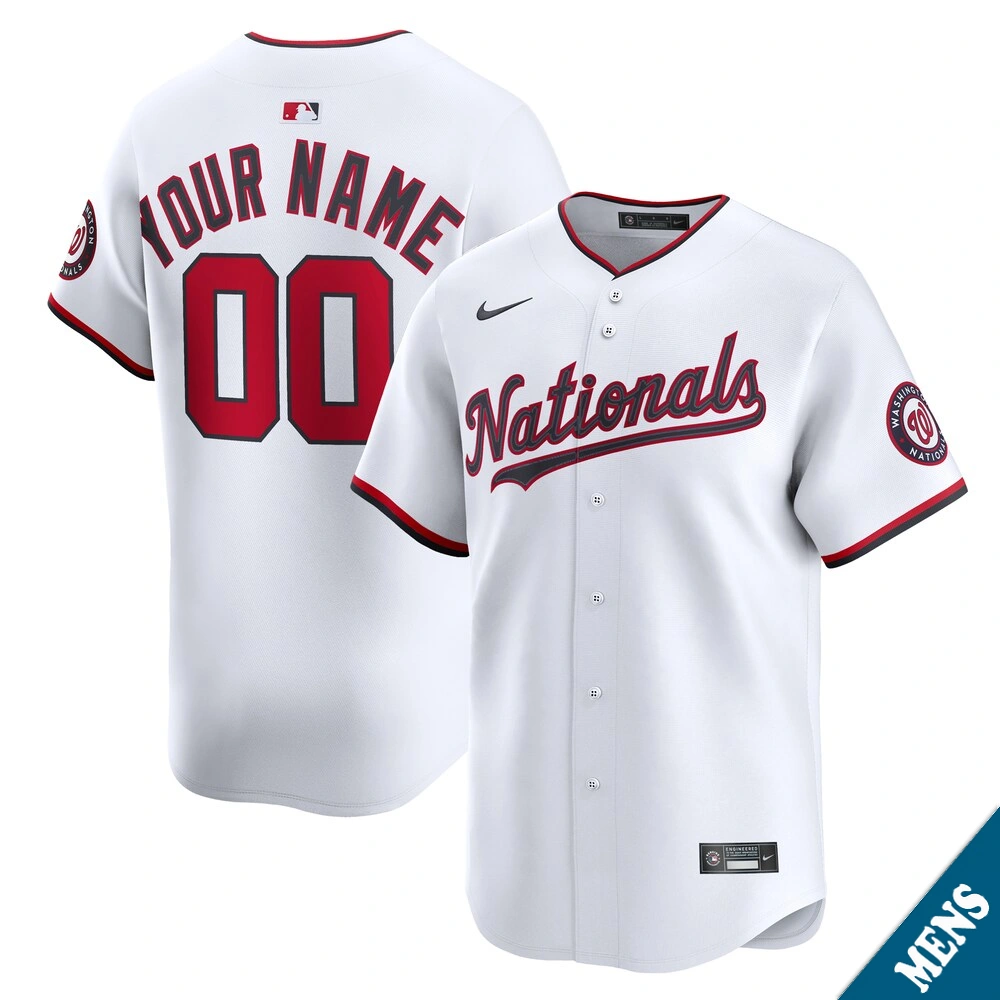 Men's Washington Nationals Custom Home White Limited Jersey