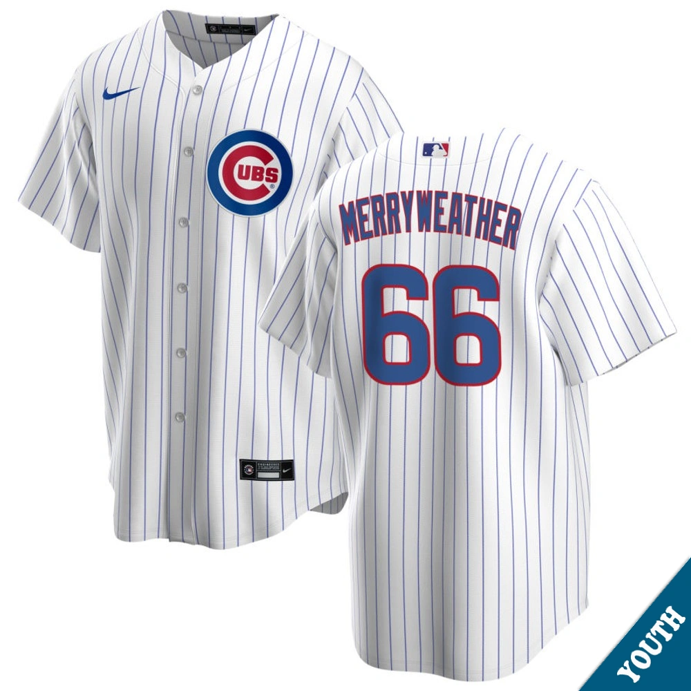 Youth Chicago Cubs Julian Merryweather #66 Home White Replica Jersey