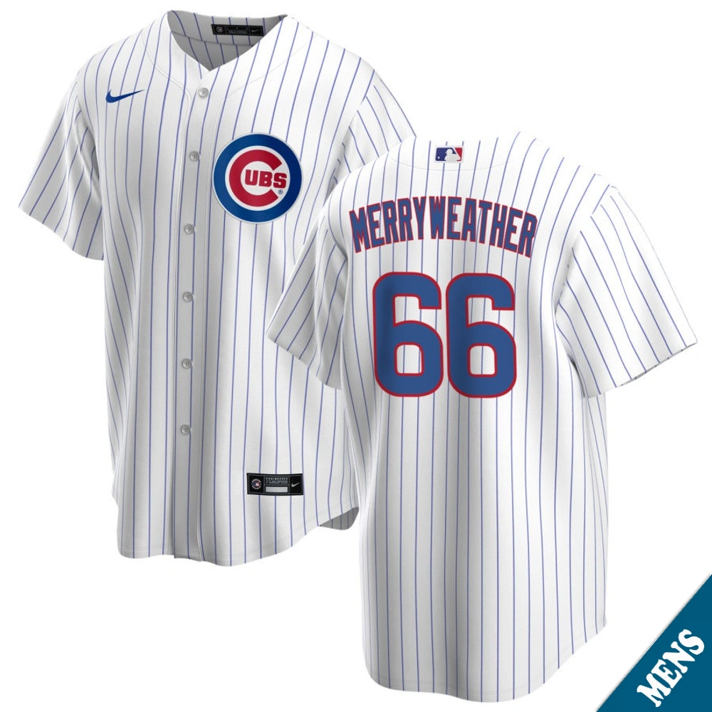 Men's Chicago Cubs Julian Merryweather #66 Home White Replica Jersey