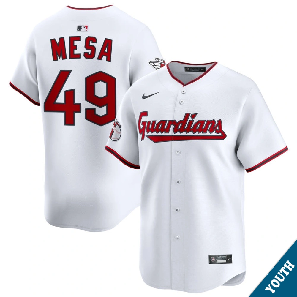 Youth Cleveland Guardians Jose Mesa #49 Home White Limited Former Player‌ Jersey