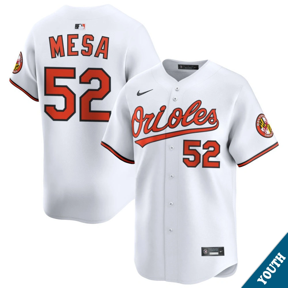 Youth Baltimore Orioles Jose Mesa #52 Home White Limited Former Player Jersey Youth Baltimore Orioles Jose Mesa #52 Home White Limited Former Player Jersey