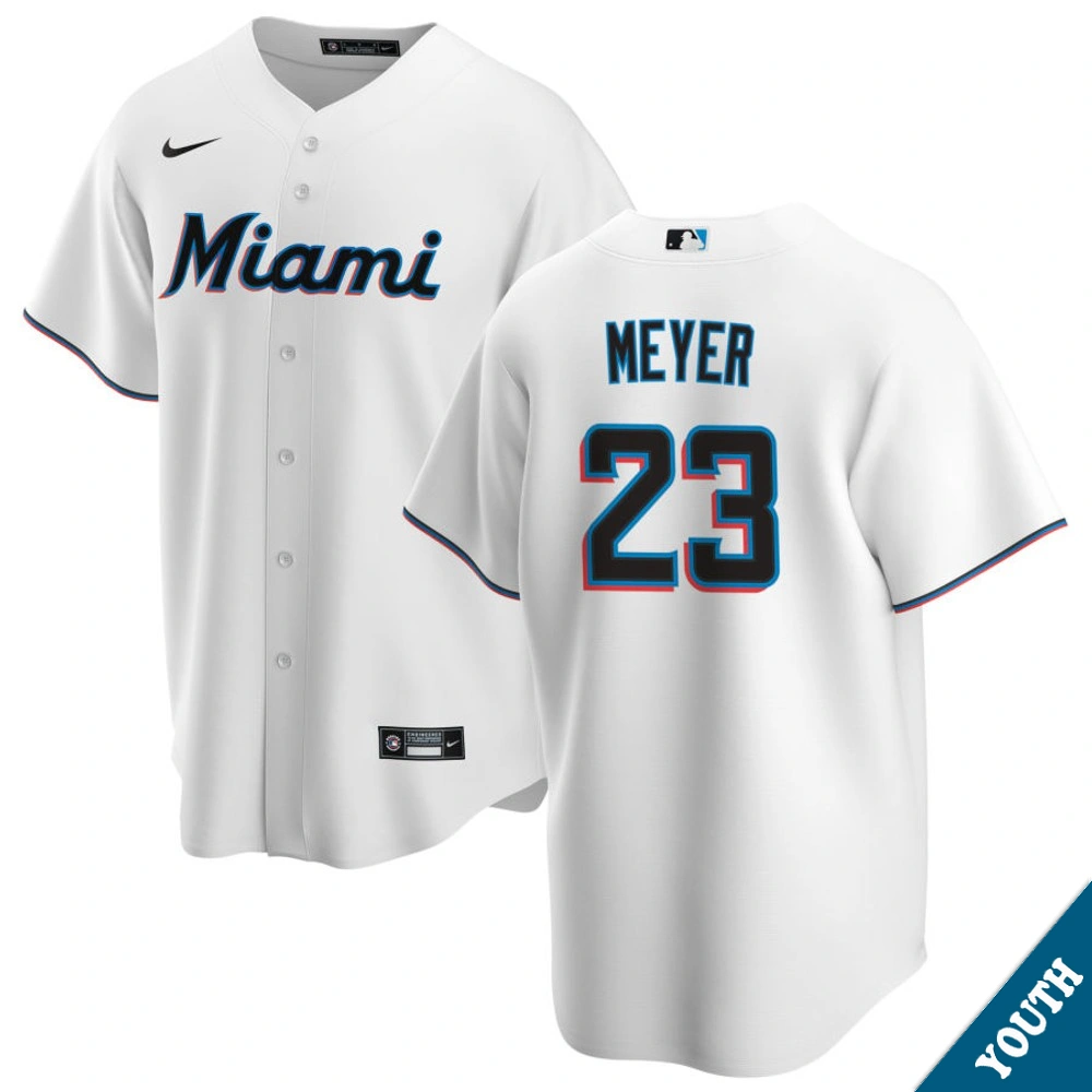 Youth Miami Marlins Max Meyer #23 Home White Replica Jersey
