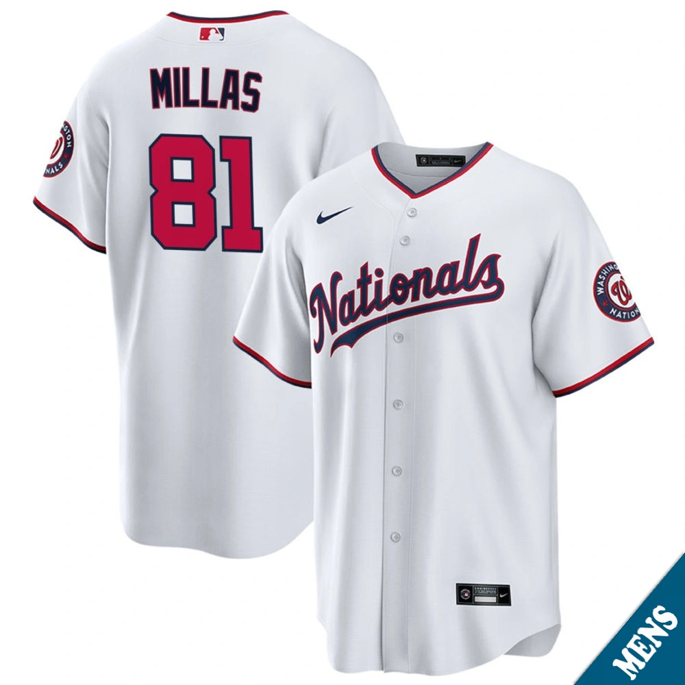 Men's Washington Nationals Drew Millas #81 White Replica Jersey