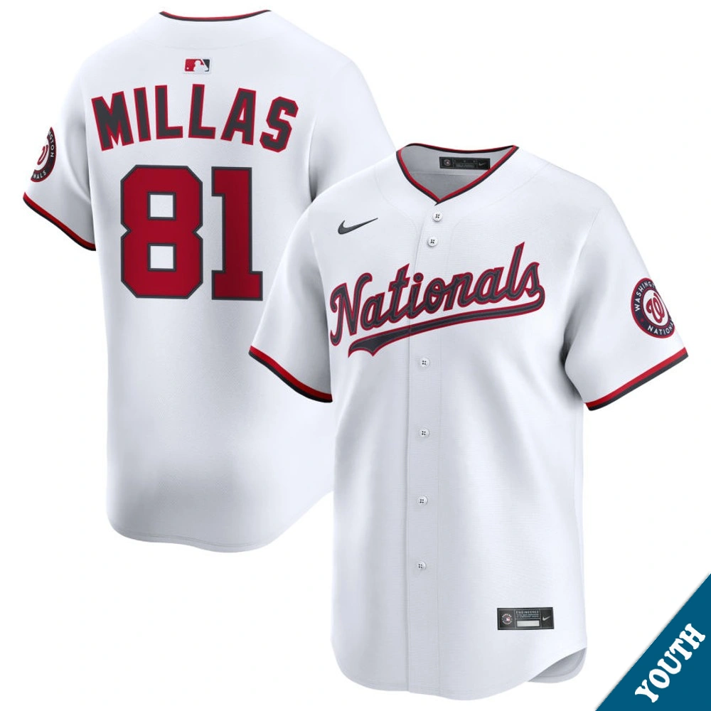 Youth Washington Nationals Drew Millas #81 Home White Limited Jersey