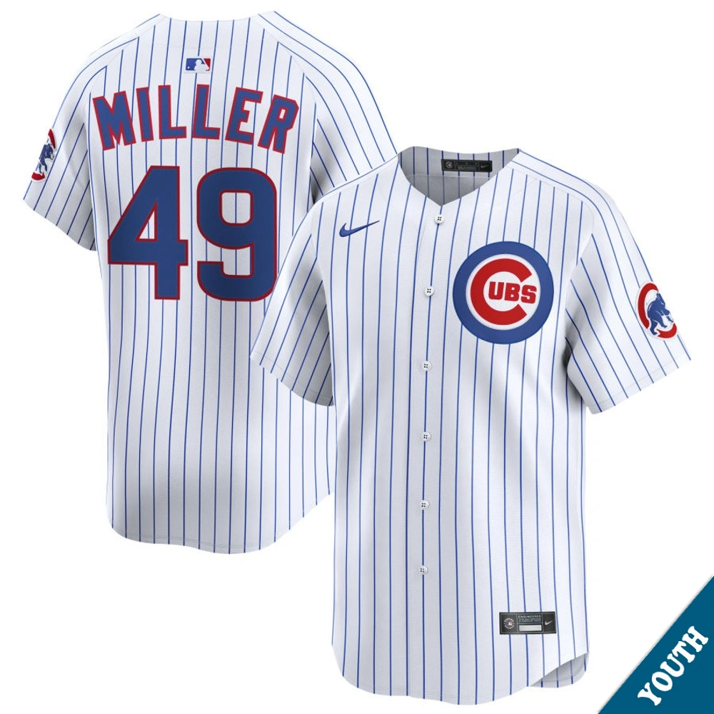 Youth Chicago Cubs Tyson Miller #49 Home White Limited Jersey