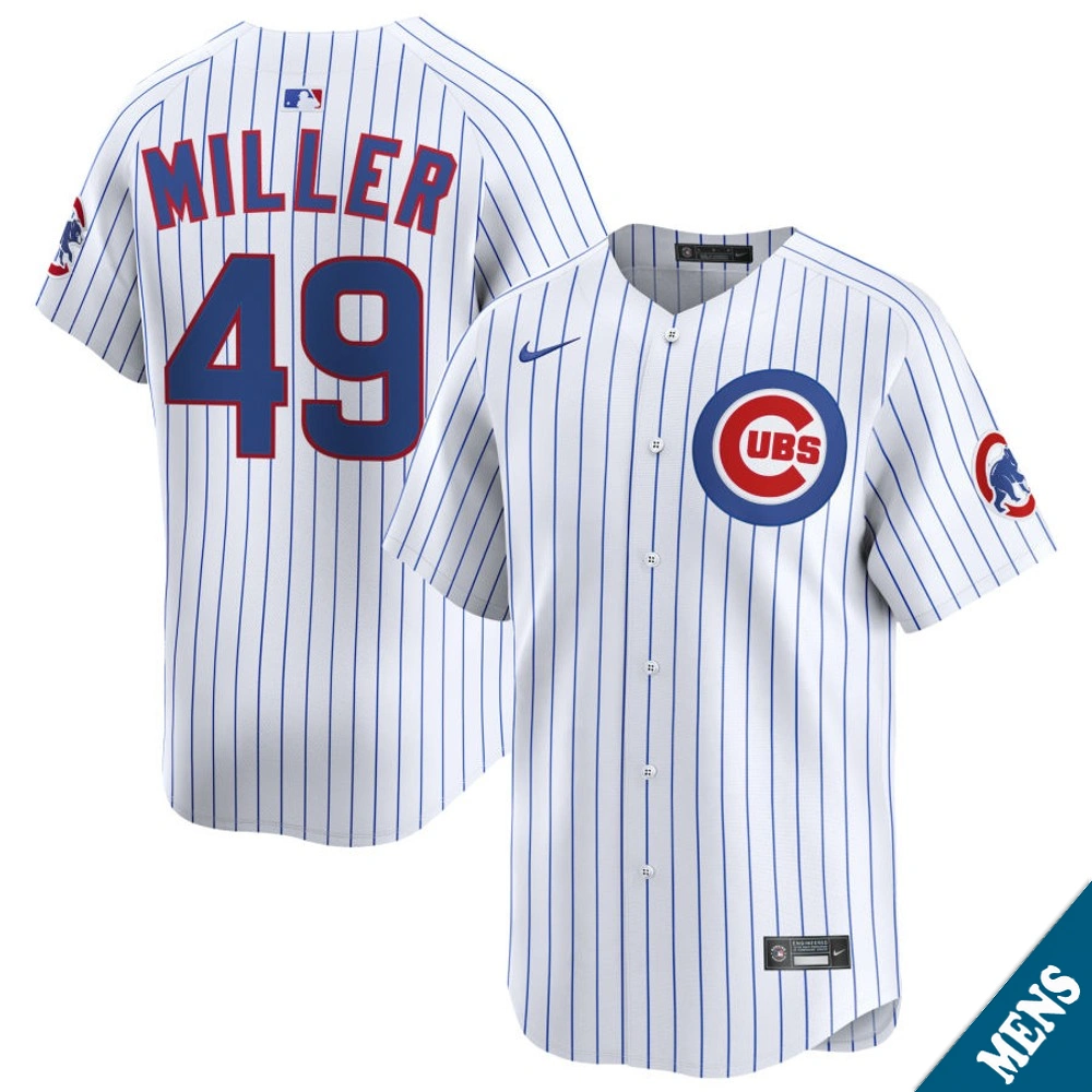 Men's Chicago Cubs Tyson Miller #49 Home White Limited Jersey