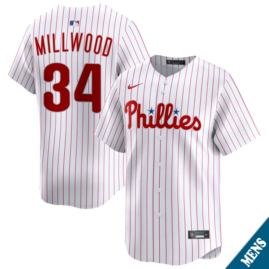 Men's Philadelphia Phillies Kevin Millwood #34 Home White Limited Former Player‌ Jersey