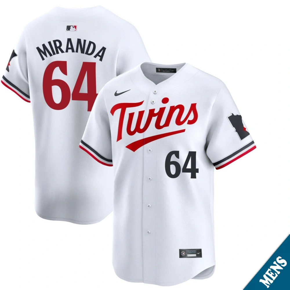 Men's Minnesota Twins Jose Miranda #64 Home White Limited Jersey Men's Minnesota Twins Jose Miranda #64 Home White Limited Jersey