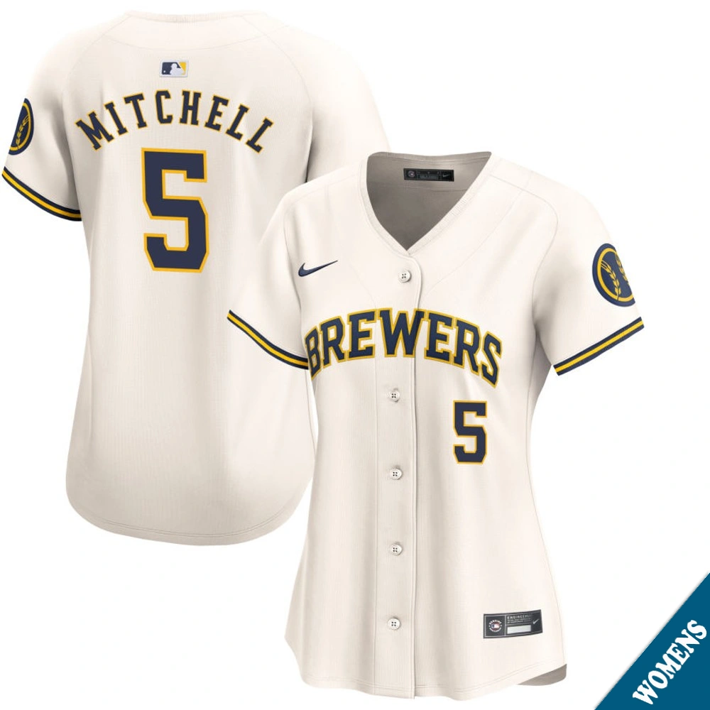 Women's Milwaukee Brewers Garrett Mitchell #5 Home Cream Limited Jersey