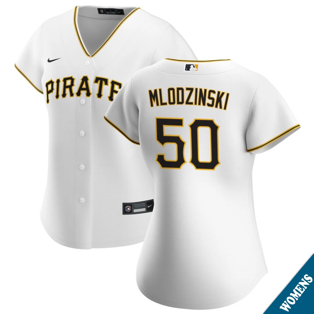 Women's Pittsburgh Pirates Carmen Mlodzinski #50 Home White Replica Jersey