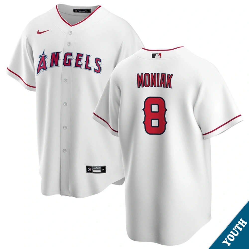 Youth Los Angeles Angels Mickey Moniak #8 Home White Replica Jersey