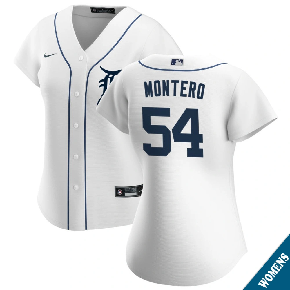 Women's Detroit Tigers Keider Montero #54 Home White Replica Jersey