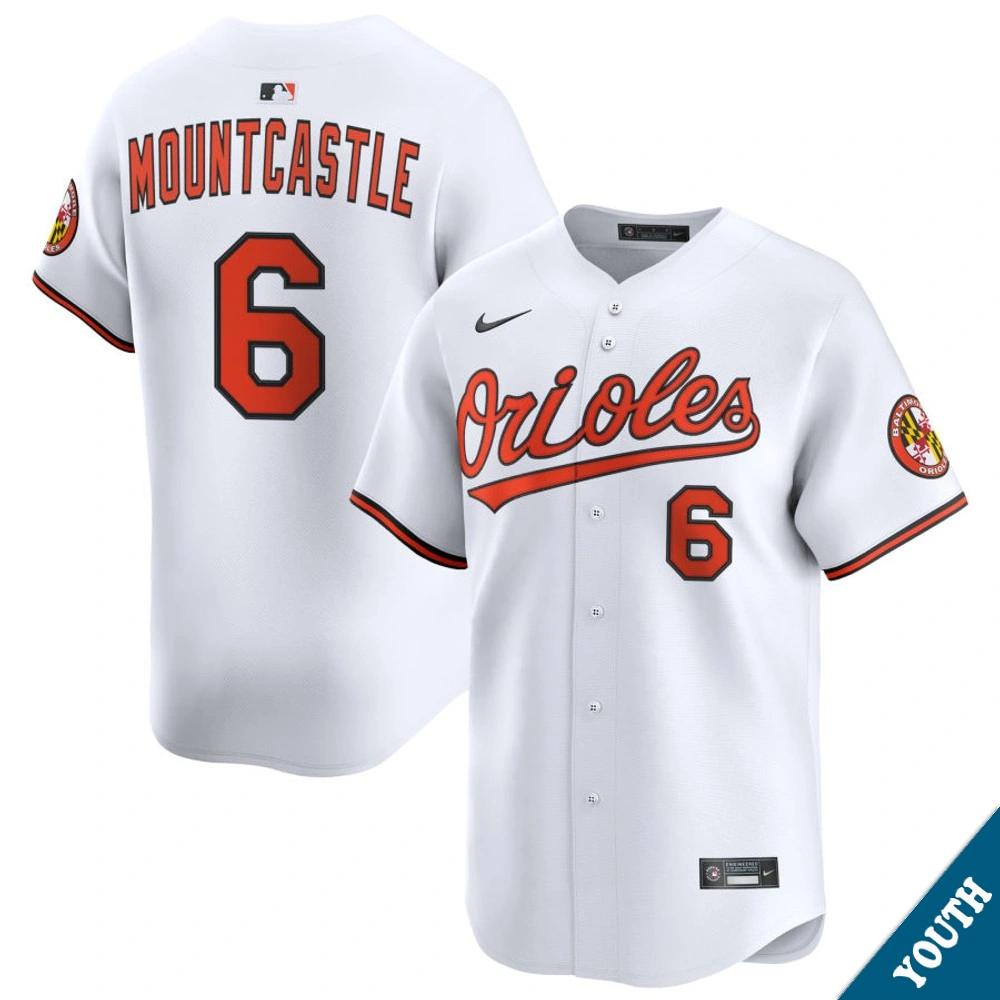 Youth Baltimore Orioles Ryan Mountcastle #6 Home White Limited Jersey Youth Baltimore Orioles Ryan Mountcastle #6 Home White Limited Jersey