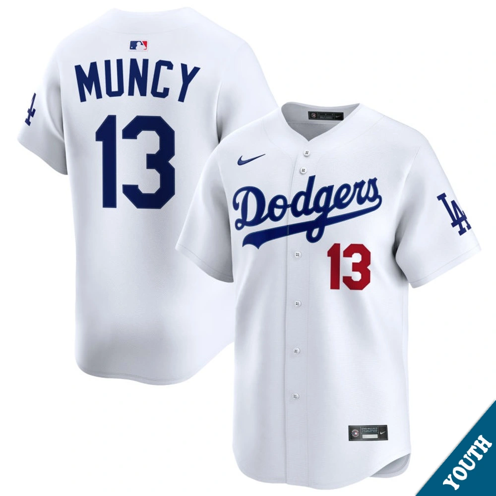 Youth Los Angeles Dodgers Max Muncy #13 Home White Limited Jersey