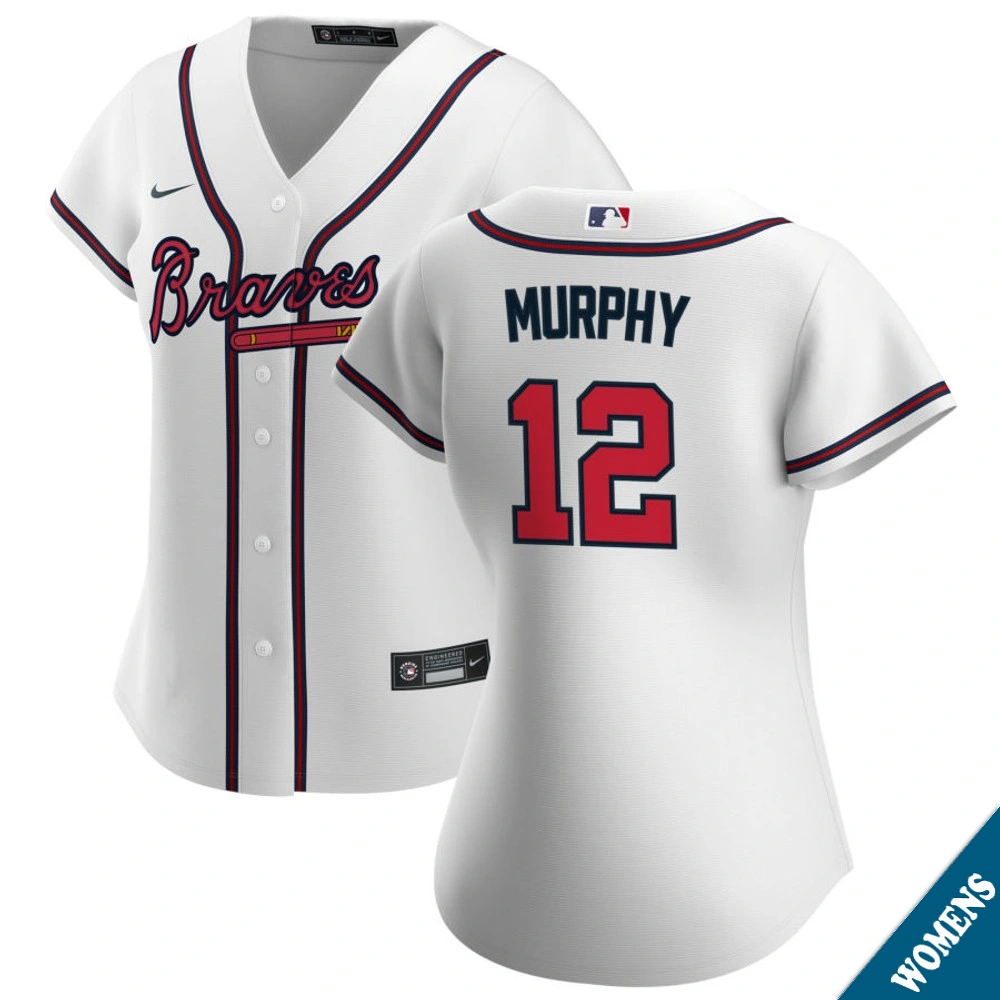 Women's Atlanta Braves Sean Murphy #12 Home White Replica Jersey Women's Atlanta Braves Sean Murphy #12 Home White Replica Jersey
