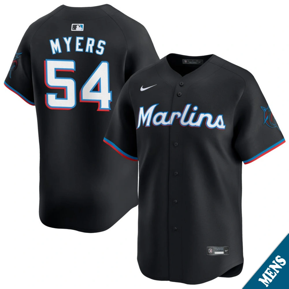 Men's Miami Marlins Dane Myers #54 Black Alternate Limited Jersey